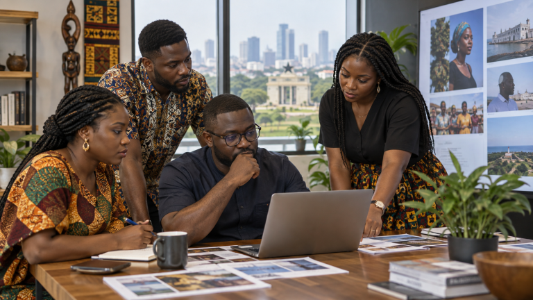 Communications team reviewing AI-created material for accuracy and ethics.