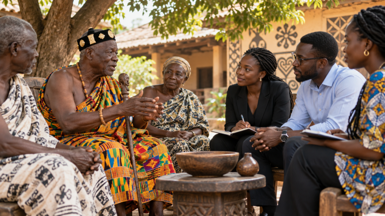 Ghanaian community communication traditions and modern public relations.